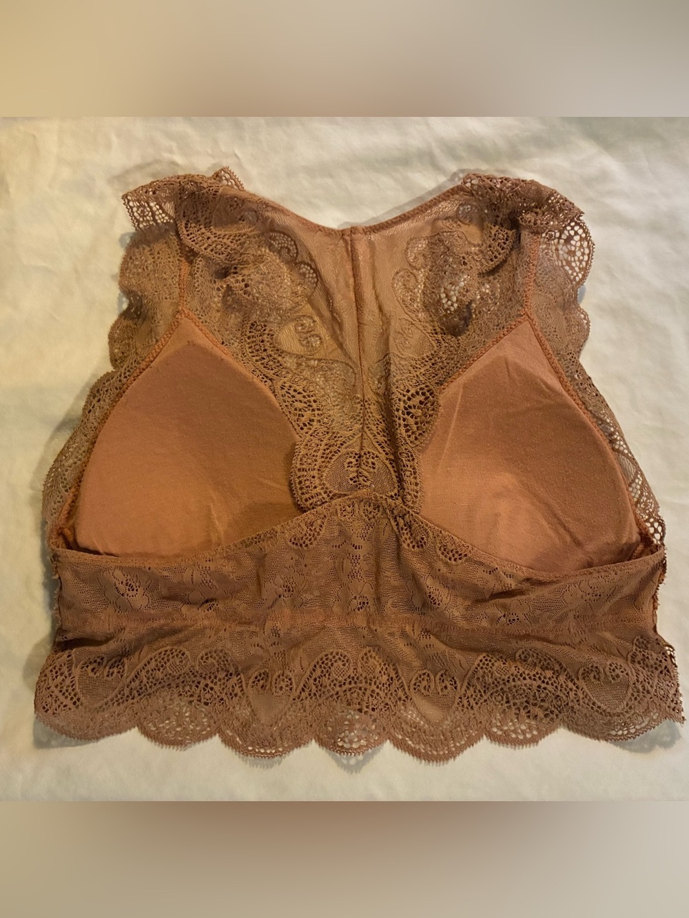 Zenana Outfitters Lace Bralette Crop Top in Tan (Peachy) - Picture 3 of 3